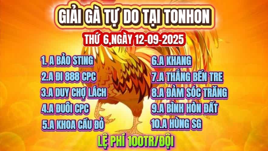 danh sách tham gia giải tonhon 12/09/2025